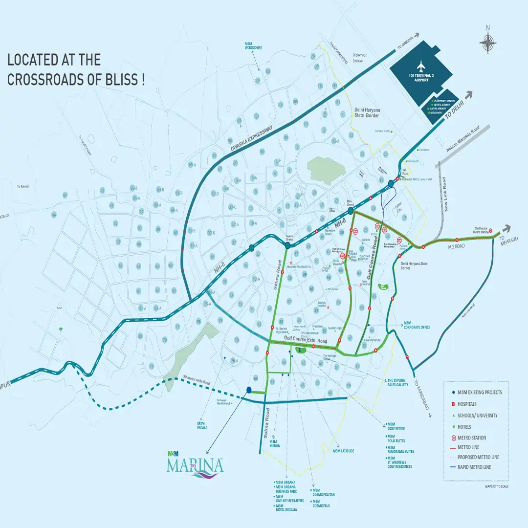 m3m marina location map
