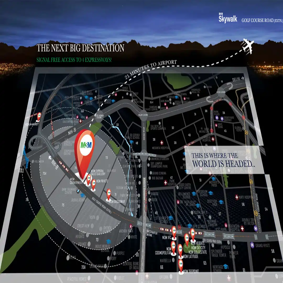 m3m sky walk location map